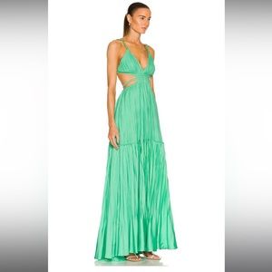 NEW JONATHAN SIMKHAI Liz Mushroom pleated dress in Kiwi